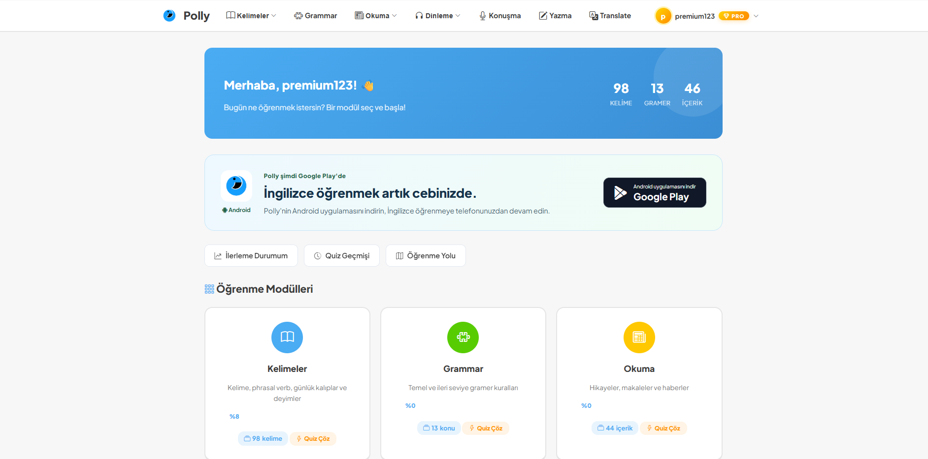 Polly Learn Web Screenshot 2